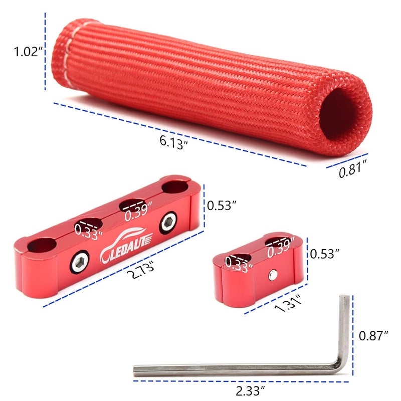 LEDAUT Red 8Cyl Spark Plug Heat Shield Protector and 12pc Engine Separator Insulating Fire Sleeve Wire Protector with Divider Suit for 8mm 9mm 10mm - Image 2